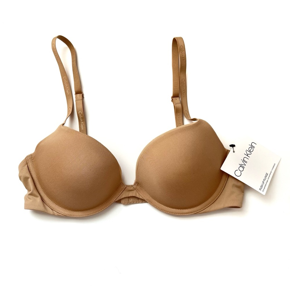 NWT Calvin Klein Tan Push-up Plunge Bra 34B